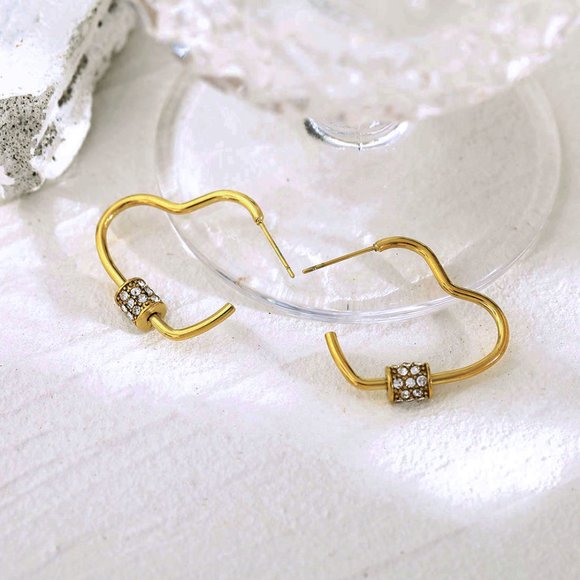 PRECIOUS Zirconia Heart Hoop Earrings - Picture 5 of 6